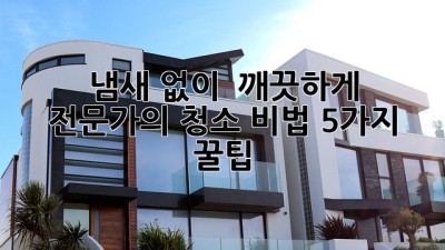 🏠 냄새 없이 ✨ 깨끗하게! 전문가의 청소 비법 5가지 꿀팁 🍯